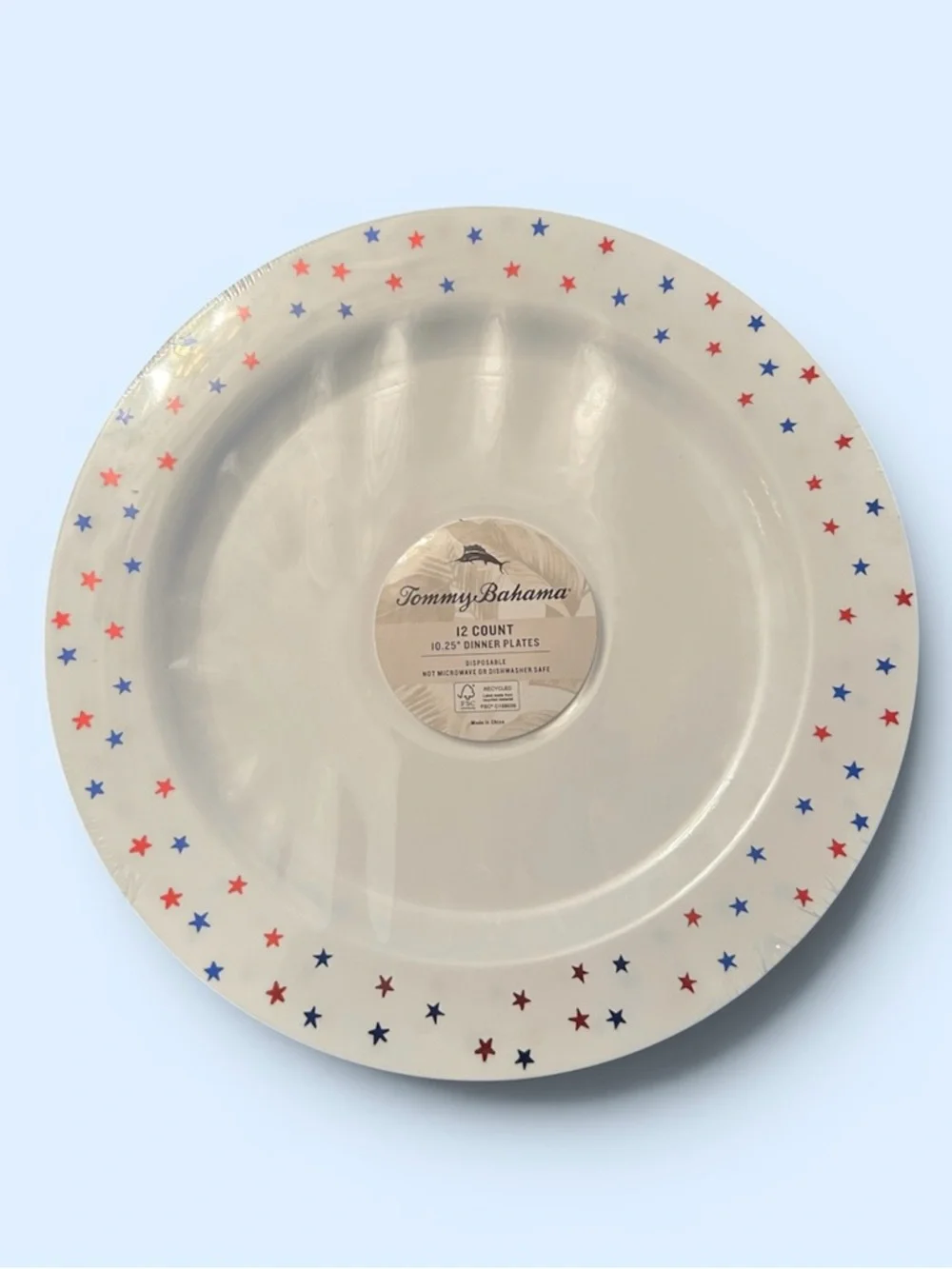 Patriotic Star Plastic Cups, Dinner Plates & Table Cover Set - Red, White & Blue